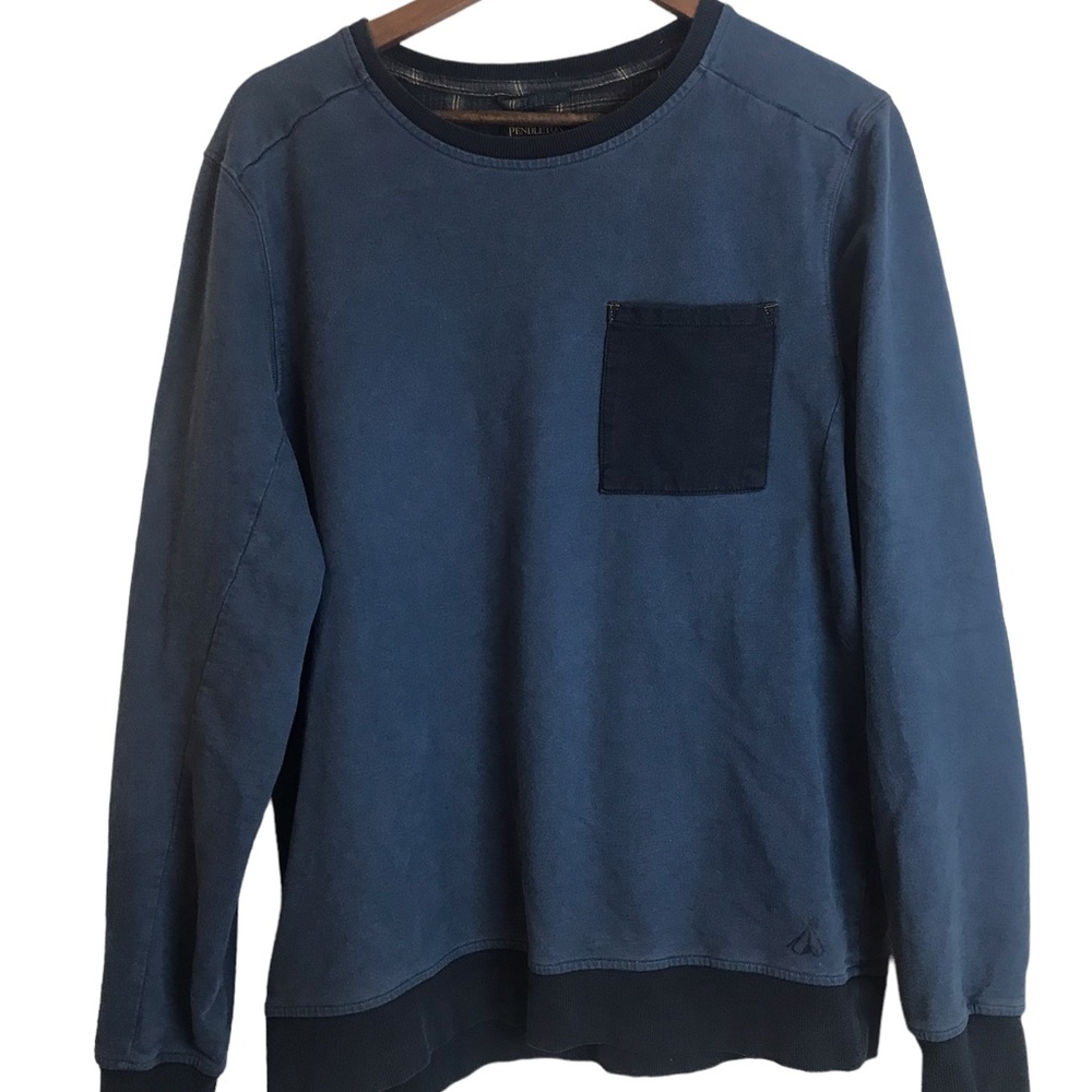 Pendleton Mens Crewneck Sweatshirt Dual Tone Distressed Blue Long Sleeve Size M